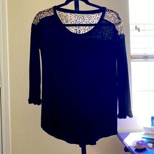 Black long sleeve shirt with leopard print
